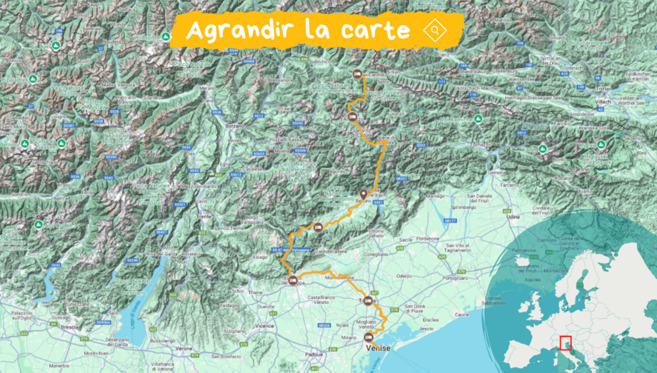 vélo dolomites carte