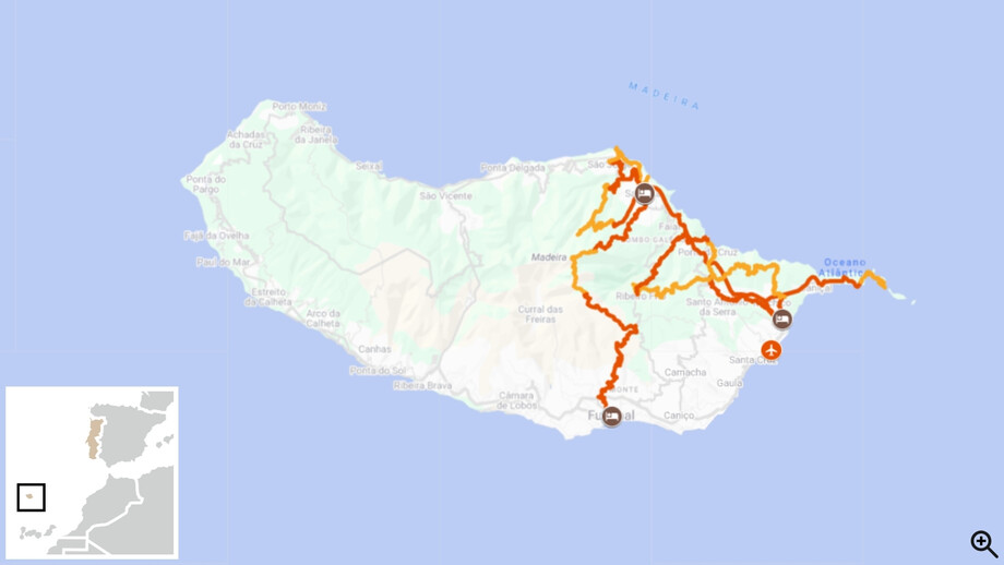 trek à madère itinéraire carte