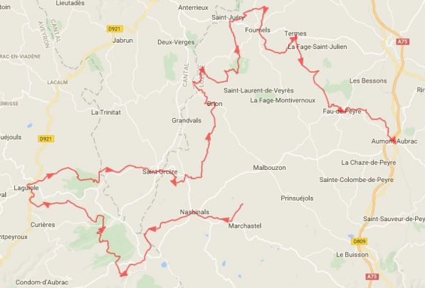 Itinéraire du tour des Monts d'Aubrac