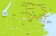 Carte séjour à vélo Perles de la Vénétie Carte Perles de la Vénétie vélo