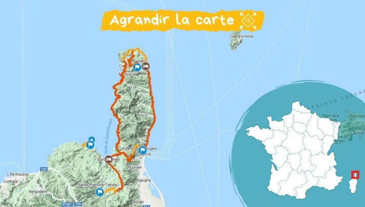 Carte itinéraire du Cap Corse