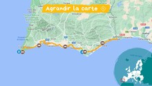 Carte de la côte de l'algarve à vélo