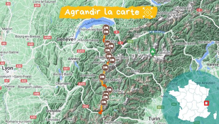 Carte GTA du lac Léman à la Vanoise
