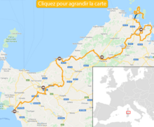 Carte itinéraire vélo nord de la sardaigne et costa esmeralda