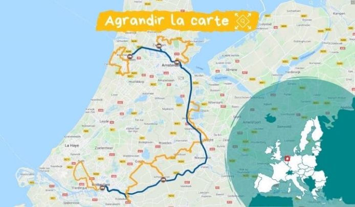 Itinéraire de la Route du sud de la Hollande à vélo et bateau