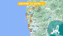 Carte Le Minho et Porto à vélo