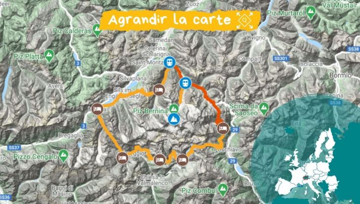 Carte Tour de l'Engadine et de la Bernina