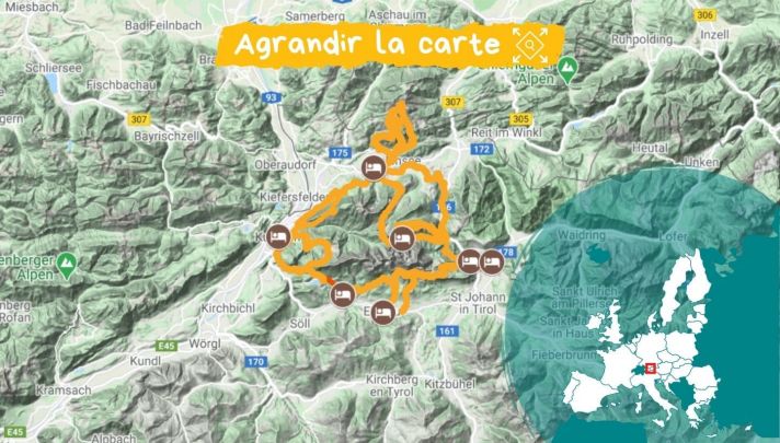Carte Tyrol : le tour du Kaisergebirge