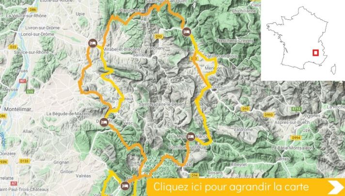Carte itinéraire vélo La Drôme provençale