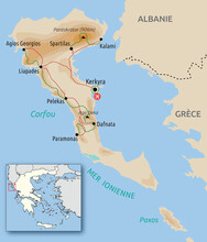 Carte de Corfou la belle © Nicolas Pagiatis, fond de carte : Openstreetmap Carte de Corfou la belle © Nicolas Pagiatis