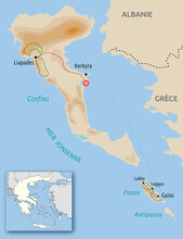 Carte Corfou et Paxos © Nicolas Pagiatis, fond de carte : Openstreetmap Carte Corfou et Paxos © Nicolas Pagiatis