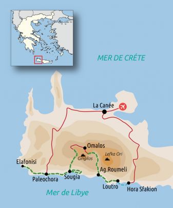 Itinéraire du voyage au pays des mythes en Crète