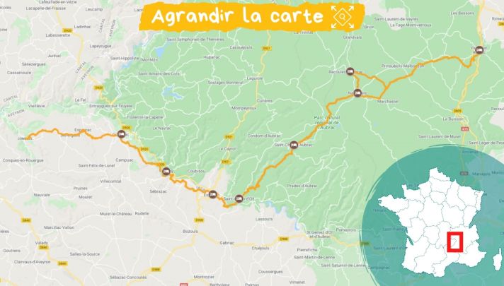 Itinéraire Chemins de Saint-Jacques : randonnée d'Aumont-Aubrac à Conques 