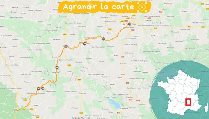 Itinéraire Chemins de Saint-Jacques  randonnée du Puy-en-Velay à Aumont-Aubrac