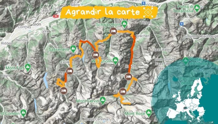 Itinéraire d'Arolla à Zermatt