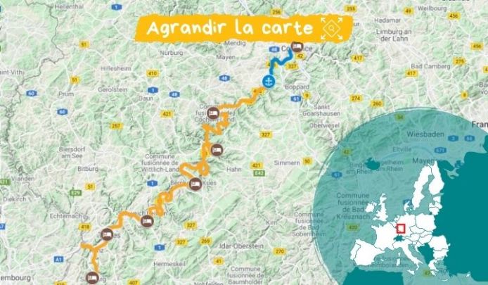 Itinéraire de Coblence à Sarrebourg à vélo et bateau à bord du MS Patria