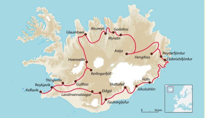 Itinéraire grande boucle de l'Islande