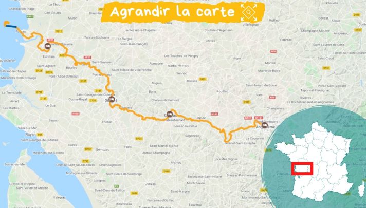 Itinéraire La Flow Vélo, d'Angoulême à Rochefort