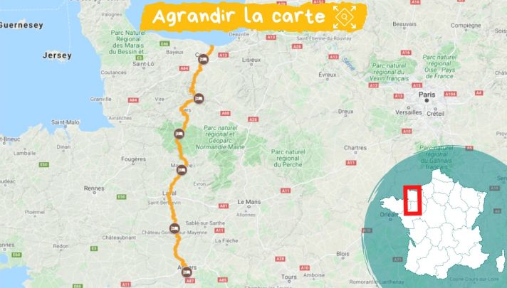 Itinéraire La Vélo Francette de Caen à Angers