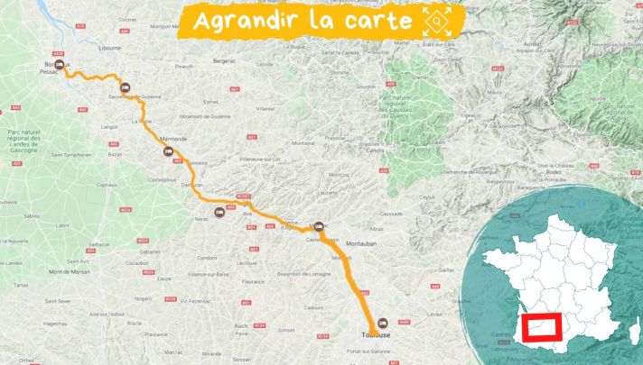 Itinéraire le Canal de la Garonne de Bordeaux à Toulouse