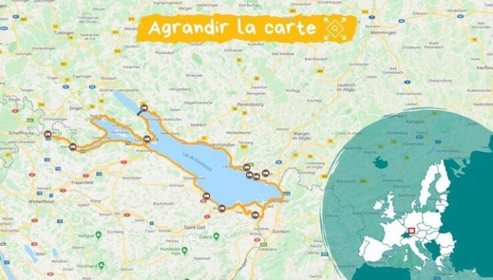 Carte itinéraire tour du lac de constance vélo