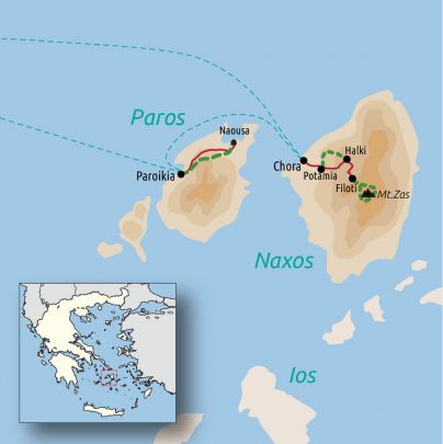 Itinéraire des Cyclades orientales: Naxos et Paros