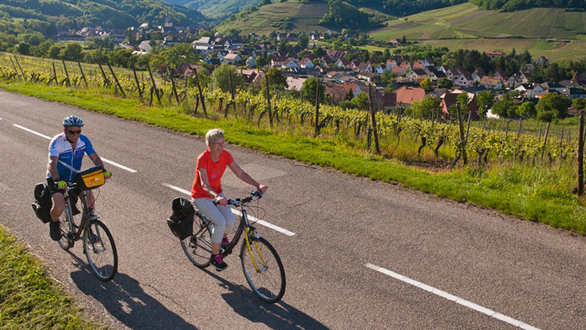 Cyclistes à Andlau en Alsace