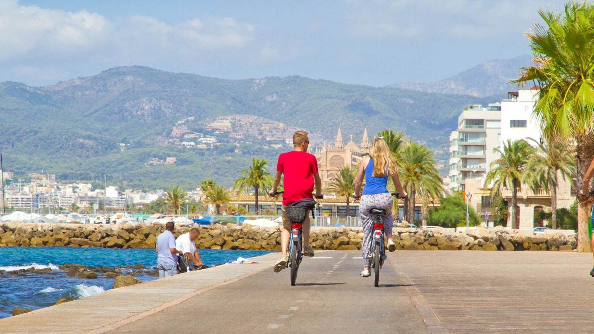 Cyclistes à Palma, île de Majorque, Espagne