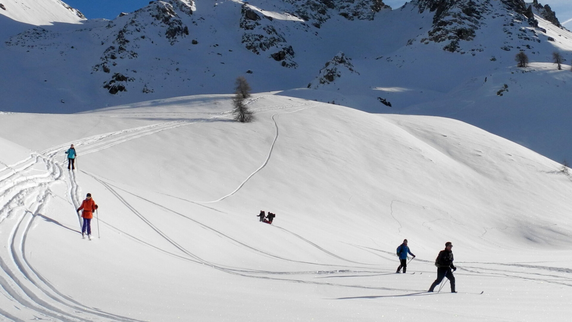 Ski de randonnée nordique en Haute Ubaye, dans les Alpes du Sud