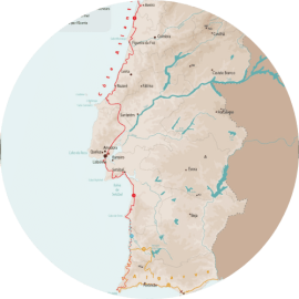 Carte des voyages au Portugal 