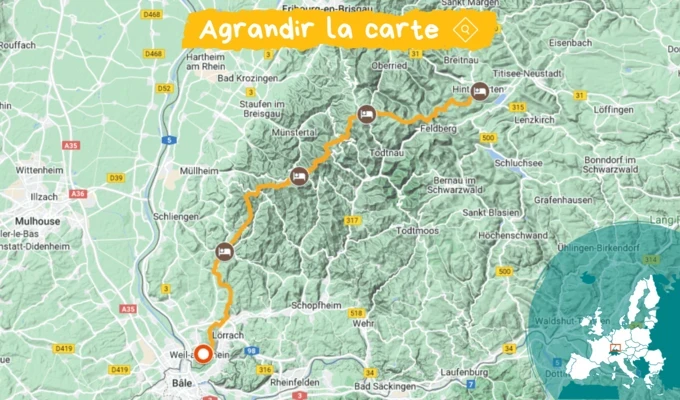 carte traversée forêt noire pied