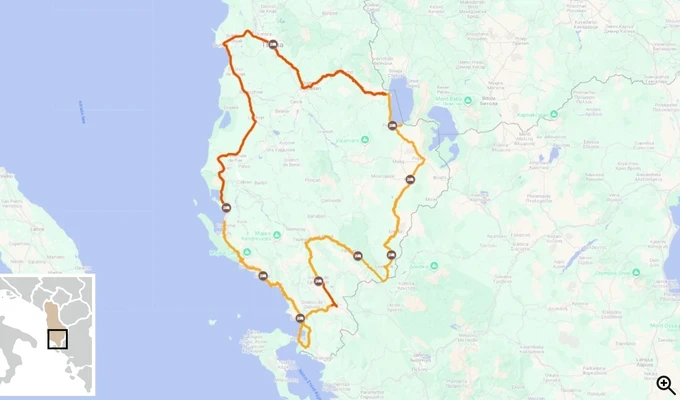 Albanie à vélo - séjour guidé itinéraire
