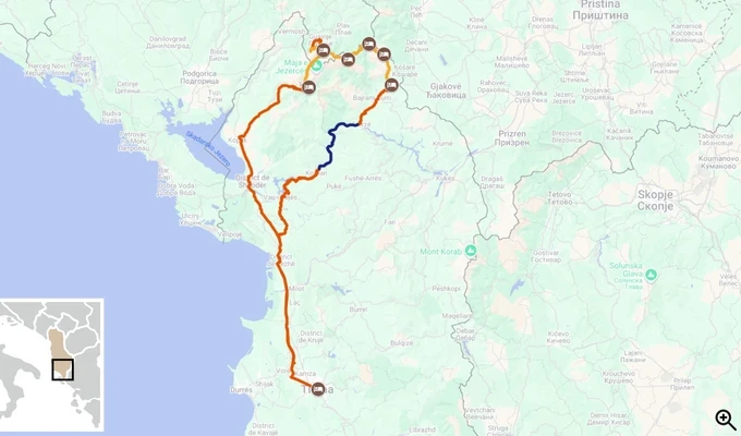 Trek des Alpes Albanaises itinéraire carte 