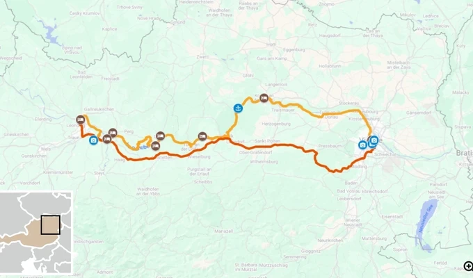 Le Danube en famille de Linz à Vienne itinéraire carte vélo 