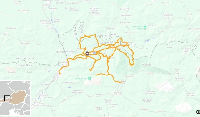 Le Tyrol à VTT électrique carte itinéraire