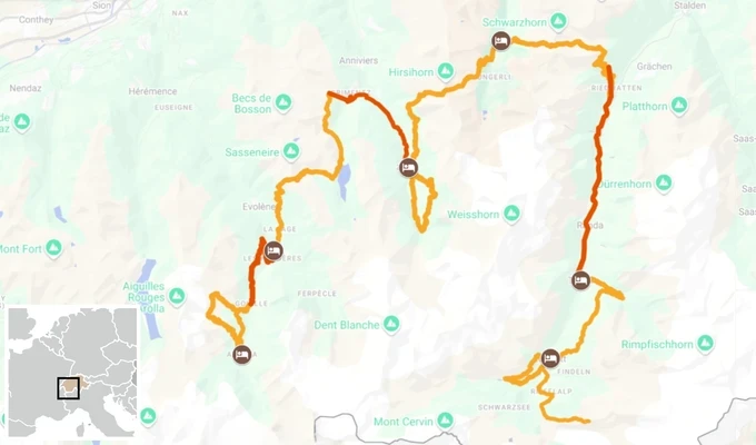 Arolla - Zermatt : randonnée en liberté face aux 4000 CARTE 