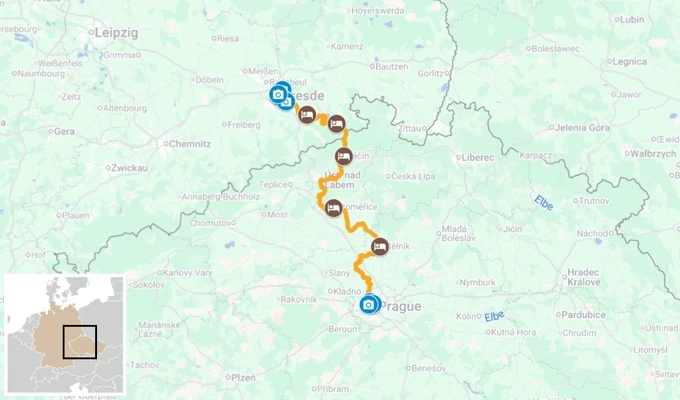 L'Elbe de Prague à Dresde itinéraire à vélo