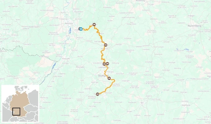 Le Neckar, entre vergers et vignobles  itinéraire vélo