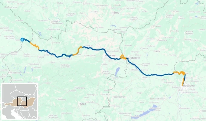 Croisière sur le danube, itinéraire à vélo