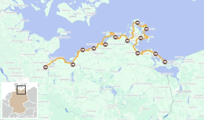 Les côtes allemandes de la mer Baltique, de Lübeck à Usedom itinéraire vélo
