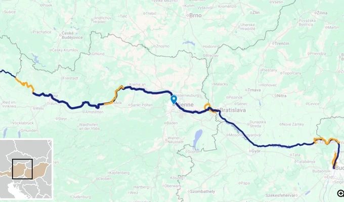 Le Danube de Passau à Budapest, à bord du MS Manon carte itinéraire