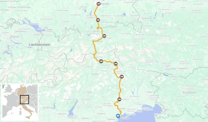 De Munich à Venise à vélo