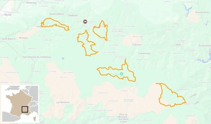 rando et balneo dans les Cevennes carte itinéraire randonnée