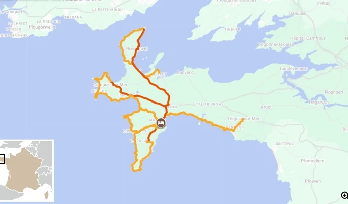 Randonnée guidée sur la presqu'île de Crozon carte itinéraire