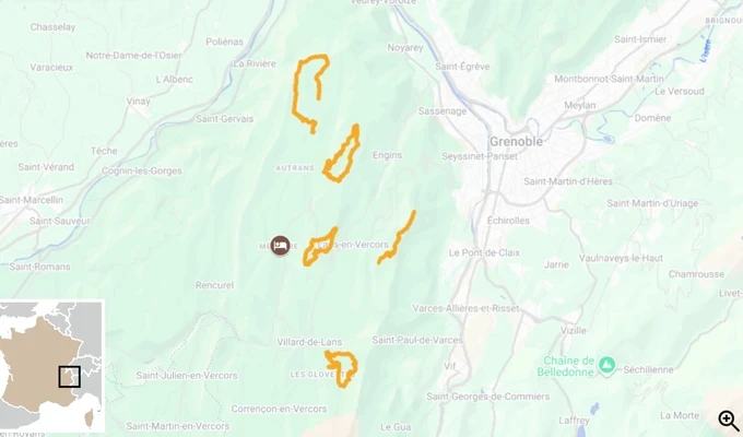 Raquettes et bien être dans le Vercors carte itinéraire