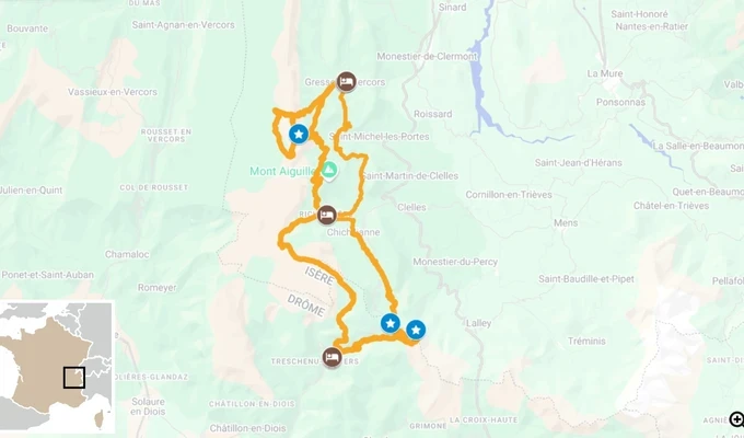 Tour du mont aiguille Vercors carte itinéraire