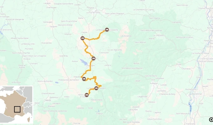 Le Chemin de Stevenson Nord CARTE itinéraire