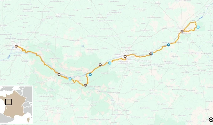 Loire à vélo - carte itinéraire étape par étape 