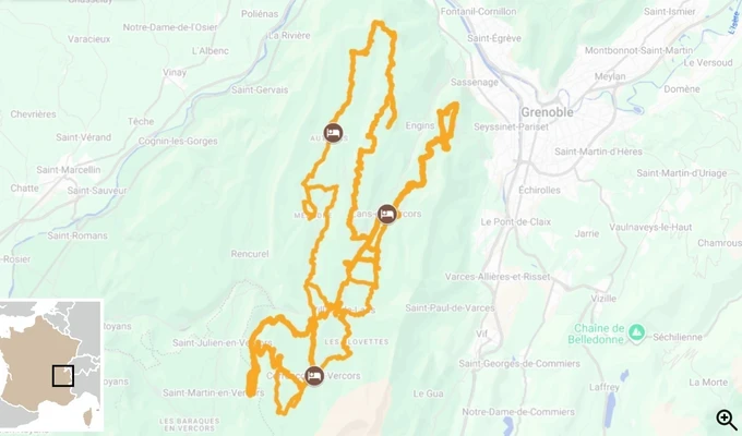 Séjour VTT Vercors carte itinéraire 