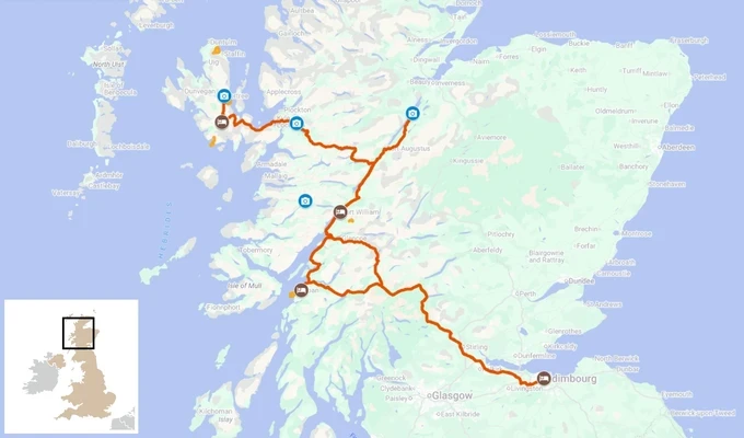 itinéraire randonnée Highlands et de l'île de Skye